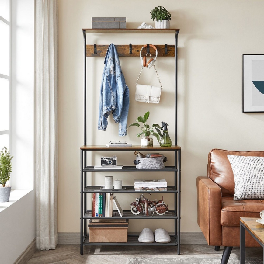 NAVOR Freestanding Coat Rack, Brown/Black