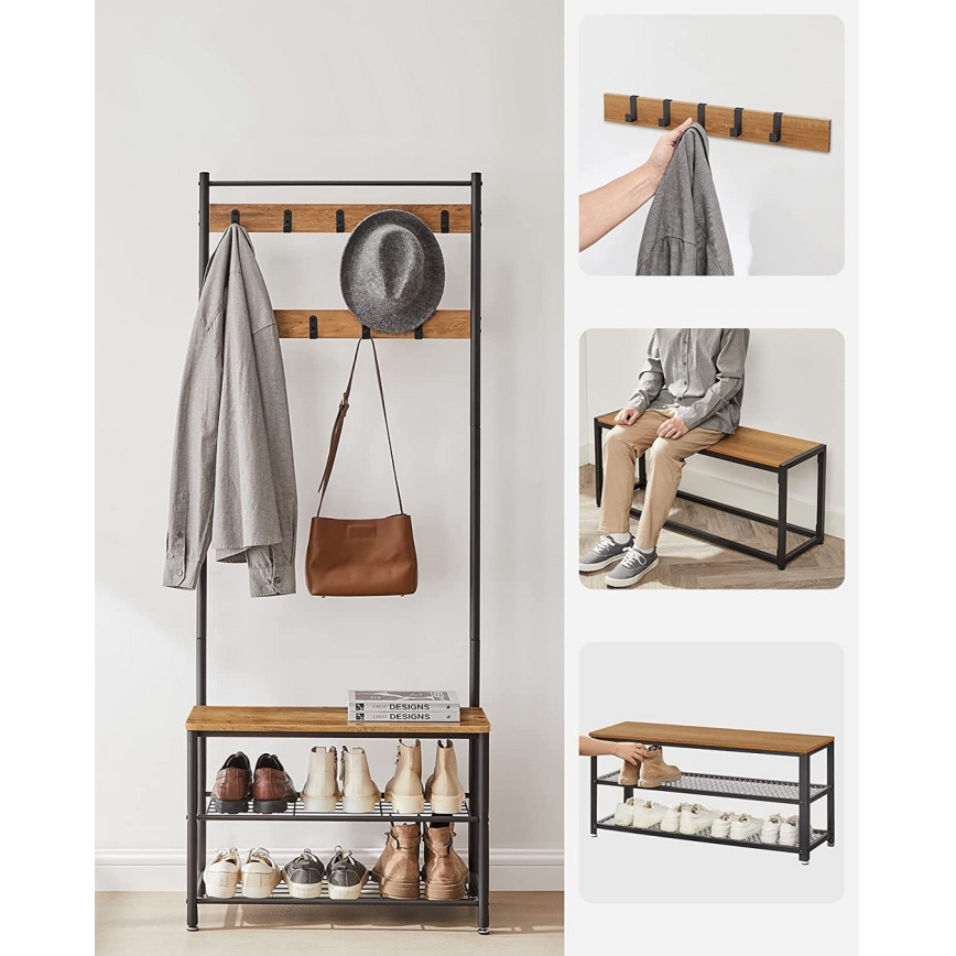NAVOR Freestanding Coat Rack Brown/Black