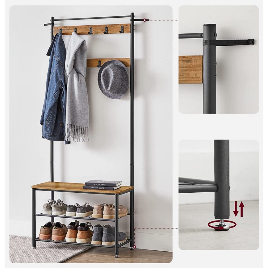 NAVOR Freestanding Coat Rack Brown/Black