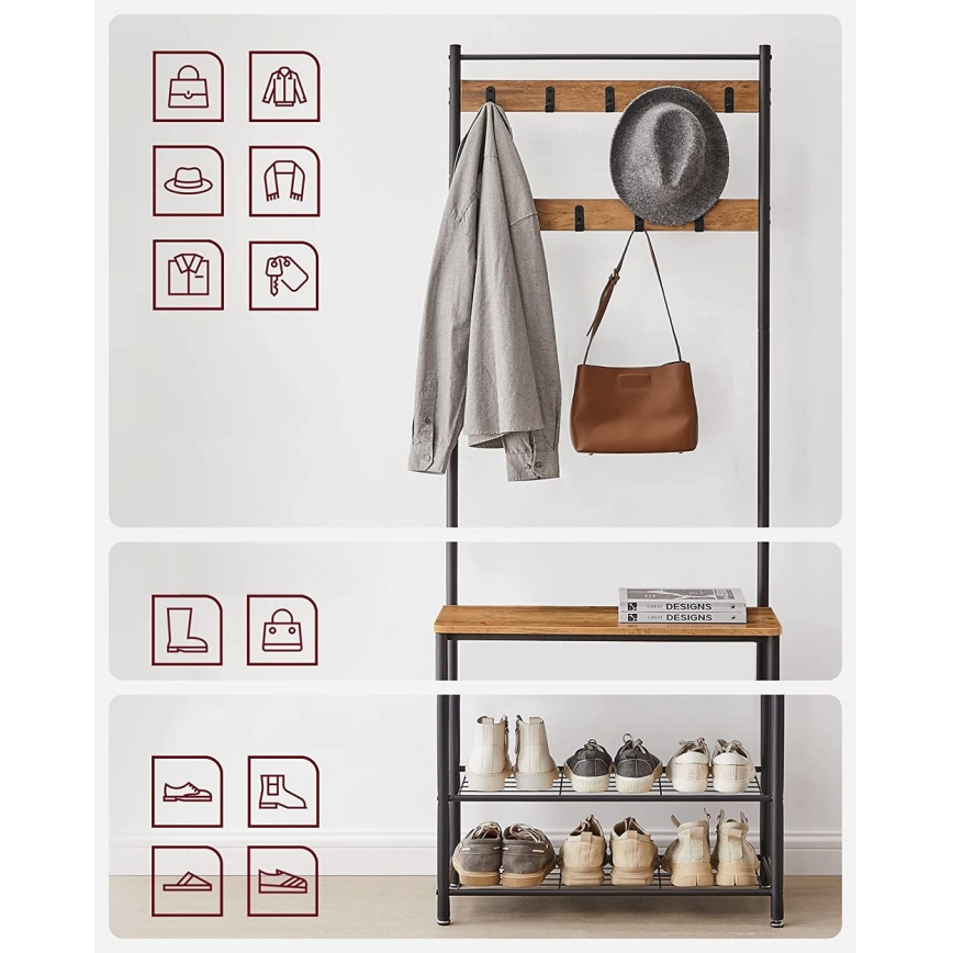 NAVOR Freestanding Coat Rack Brown/Black