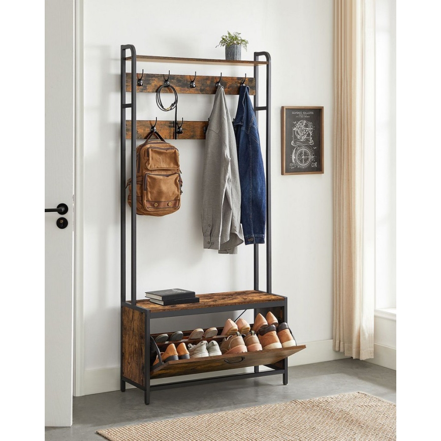 NAVOR Freestanding Coat Rack Brown/Black