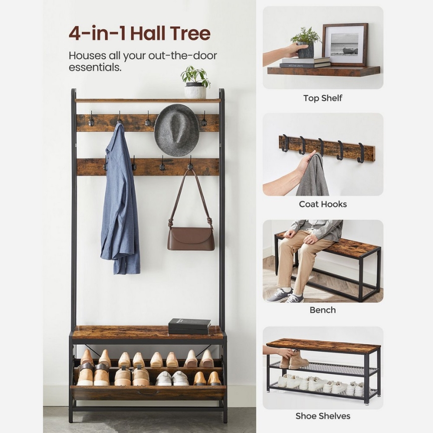 NAVOR Freestanding Coat Rack Brown/Black