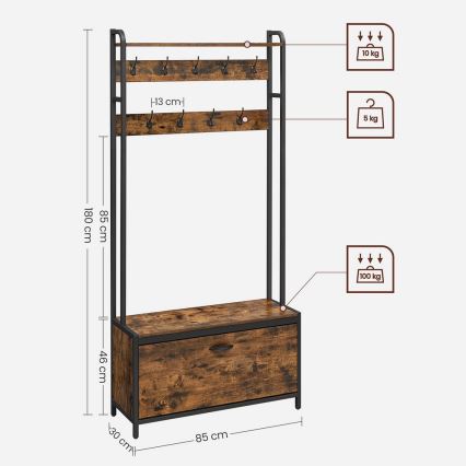 NAVOR Freestanding Coat Rack Brown/Black