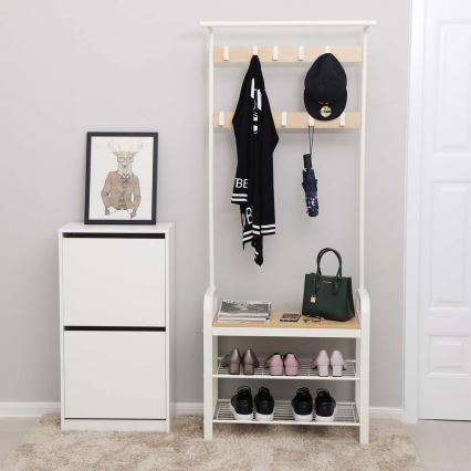 NAVOR Freestanding Coat Rack - Brown/White
