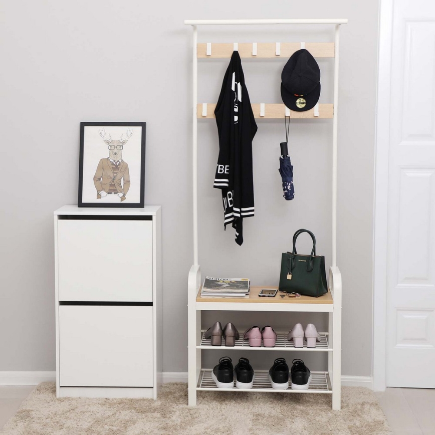NAVOR Freestanding Coat Rack - Brown/White