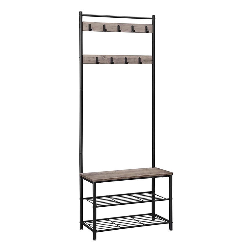 NAVOR Standing Coat Rack, Brown/Black