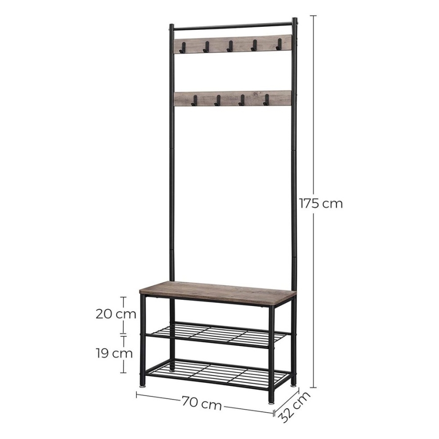 NAVOR Standing Coat Rack, Brown/Black