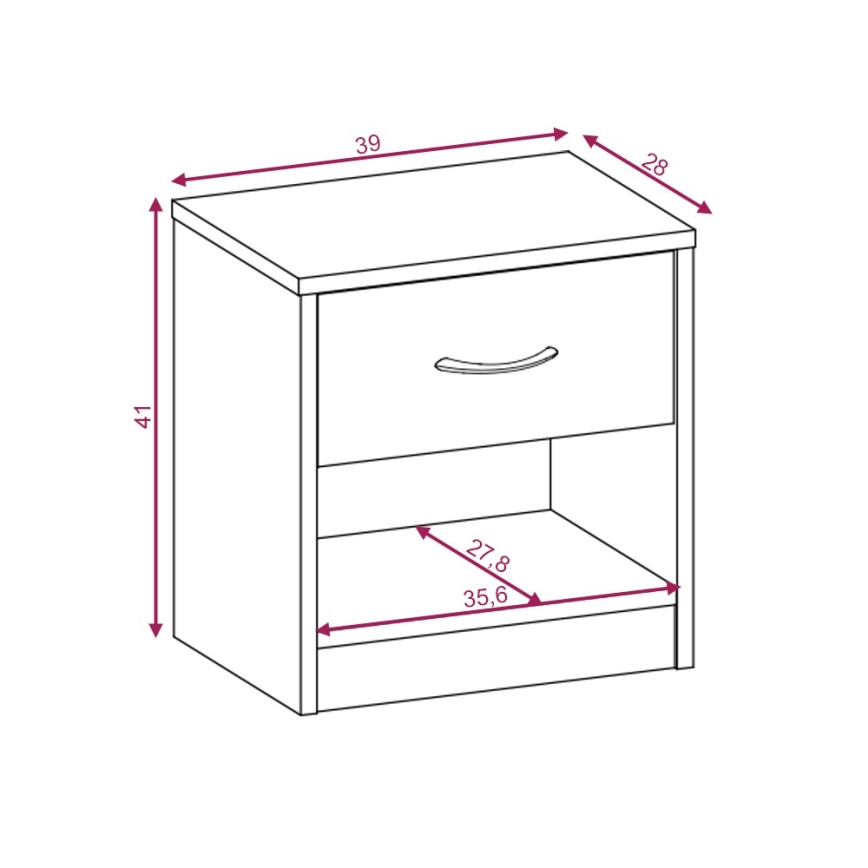 NED Sonoma Oak/White Bedside Table