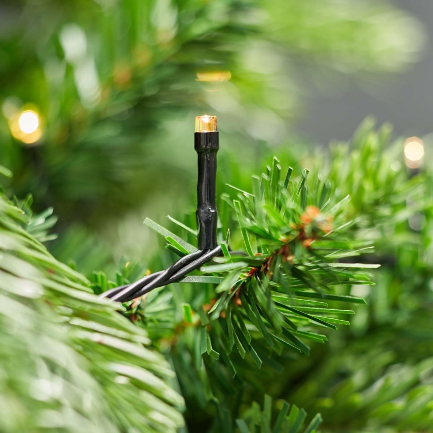 LED Christmas outdoor chain 192xLED/7 functions/3xAA 14,9m IP44 warm white