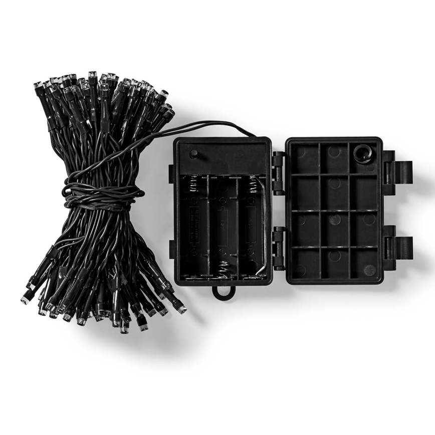 LED Christmas outdoor chain 48xLED/7 functions/3xAA 4,1m IP44 warm white
