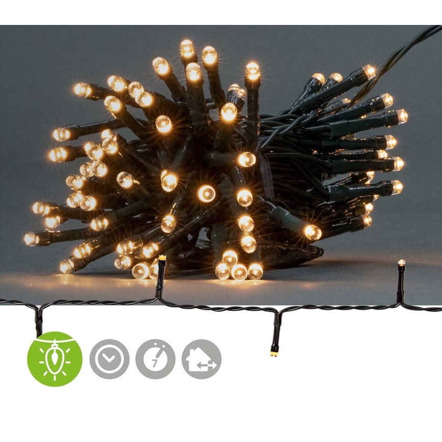 LED Christmas outdoor chain 48xLED/7 functions/3xAA 4,1m IP44 warm white