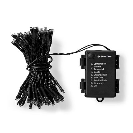 LED  outdoor string lights 48xLED/7 functions/3xAA 4,1m IP44 warm white