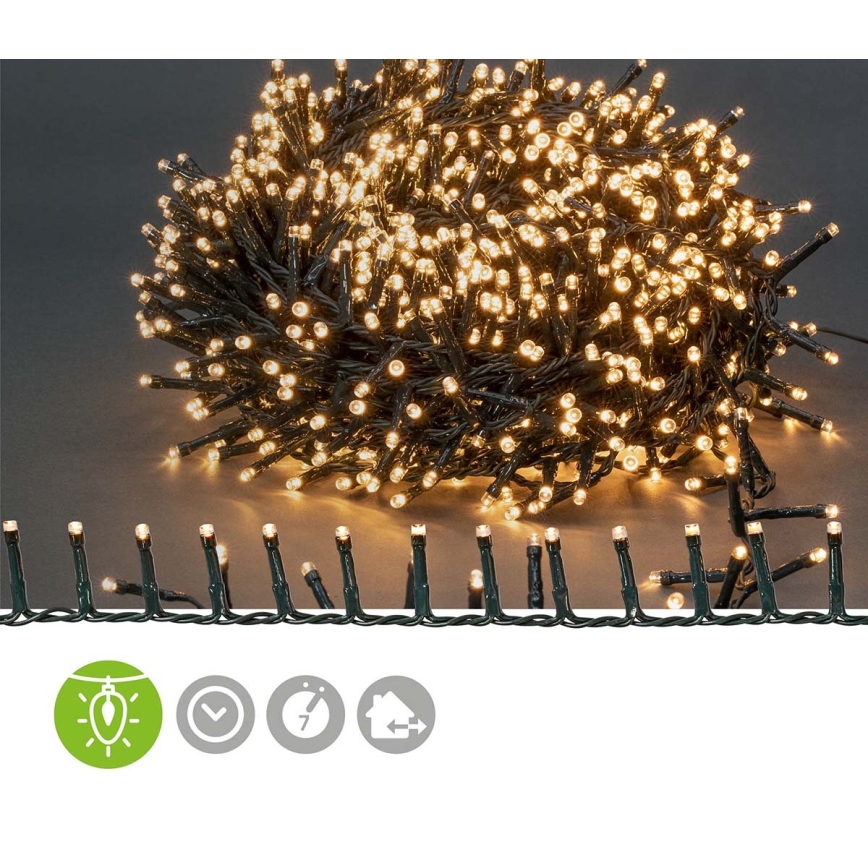 LED Outdoor Christmas chain 1200xLED/7 functions 27m IP44 warm white