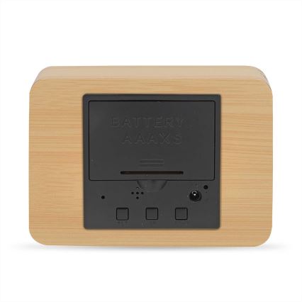 Wooden Digital Alarm Clock with LED Display and Thermometer (5V / 3×AAA)