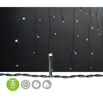 LED Outdoor Christmas curtain 180xLED/7 functions 10,9m IP44 warm white