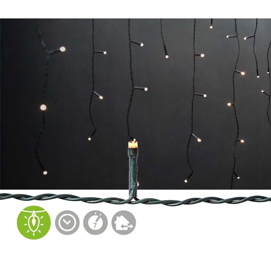 LED Outdoor Curtain 180 LEDs/7 Functions 10.9 m IP44 Warm White