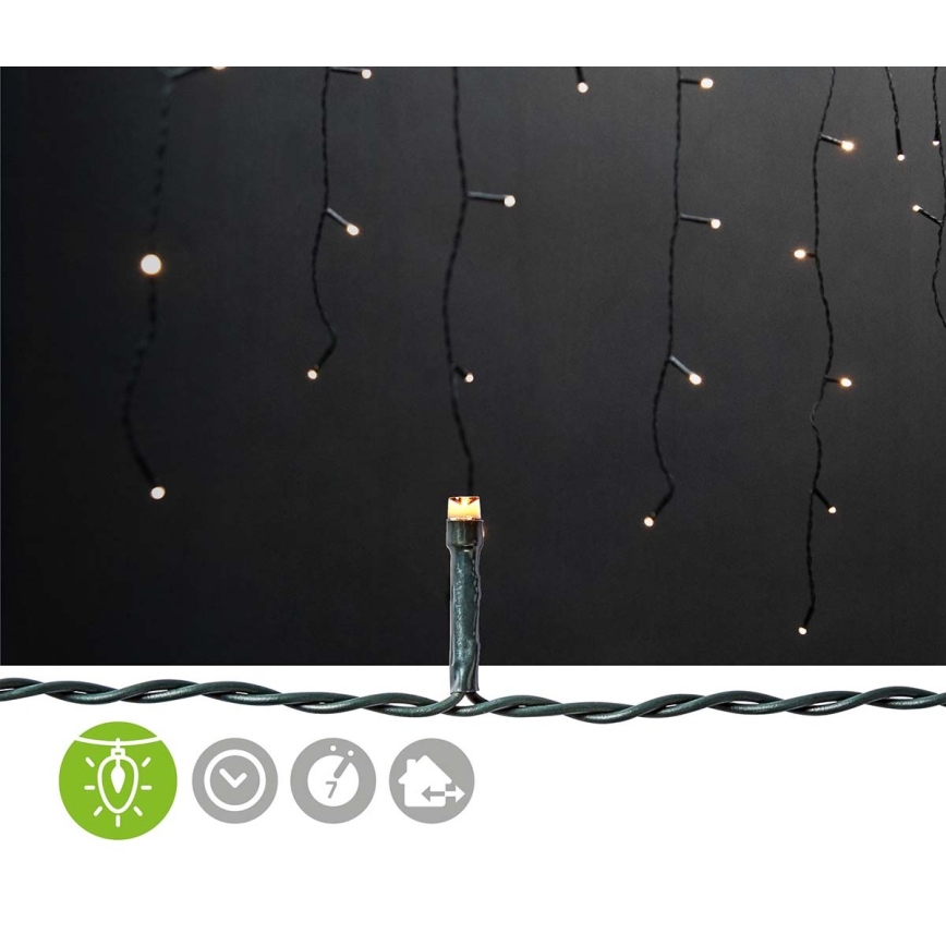 LED Outdoor Curtain Lights, 360 LEDs / 7 Modes, 14 m, IP44, Warm White