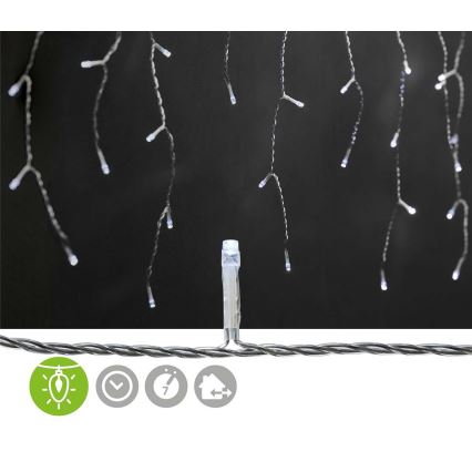 LED Outdoor Christmas curtain 360xLED/7 functions 14m IP44 cool white