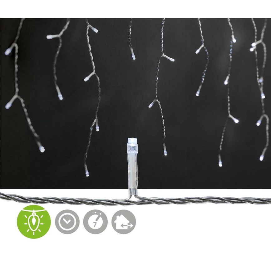 LED Outdoor Christmas curtain 360xLED/7 functions 14m IP44 cool white