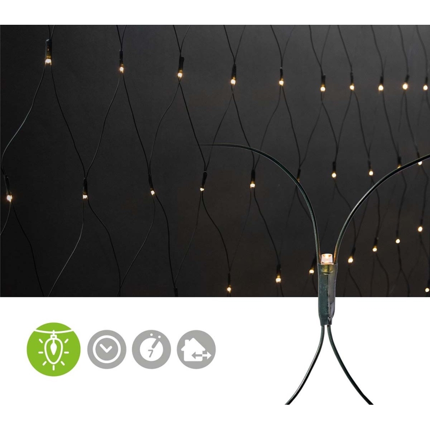 LED Outdoor Curtain, 160 LEDs / 7 Functions, 5 m, IP44, Warm White