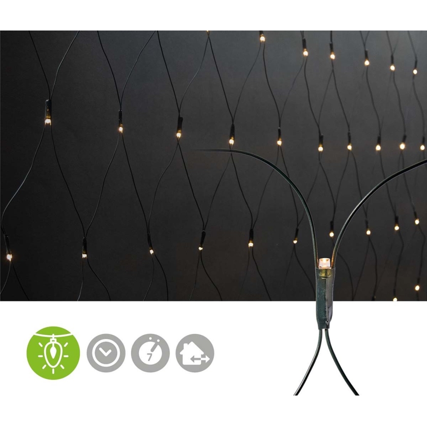 LED Outdoor Curtain Light 320 LEDs, 7 functions, 6 m, IP44, Warm White