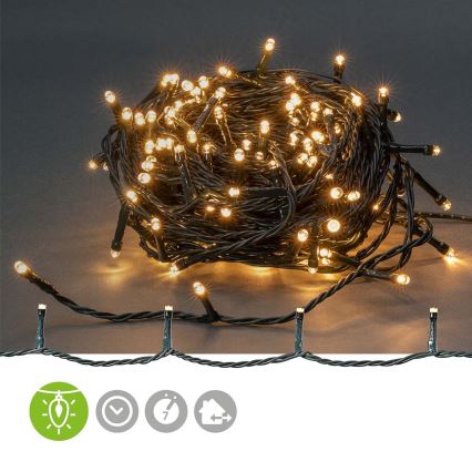 LED Outdoor String Lights, 180 LEDs, 7 Modes, 16.5 m, IP44, Warm White