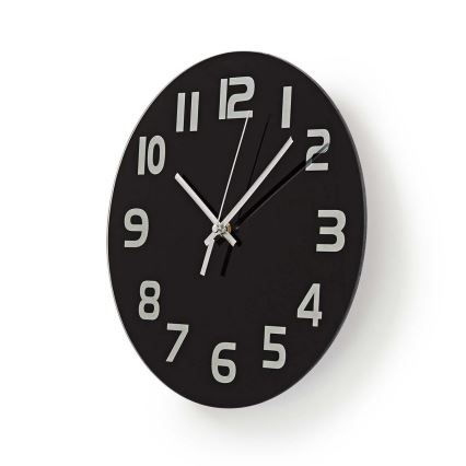 Wall clock 1xAA/1,5V glass 30 cm black