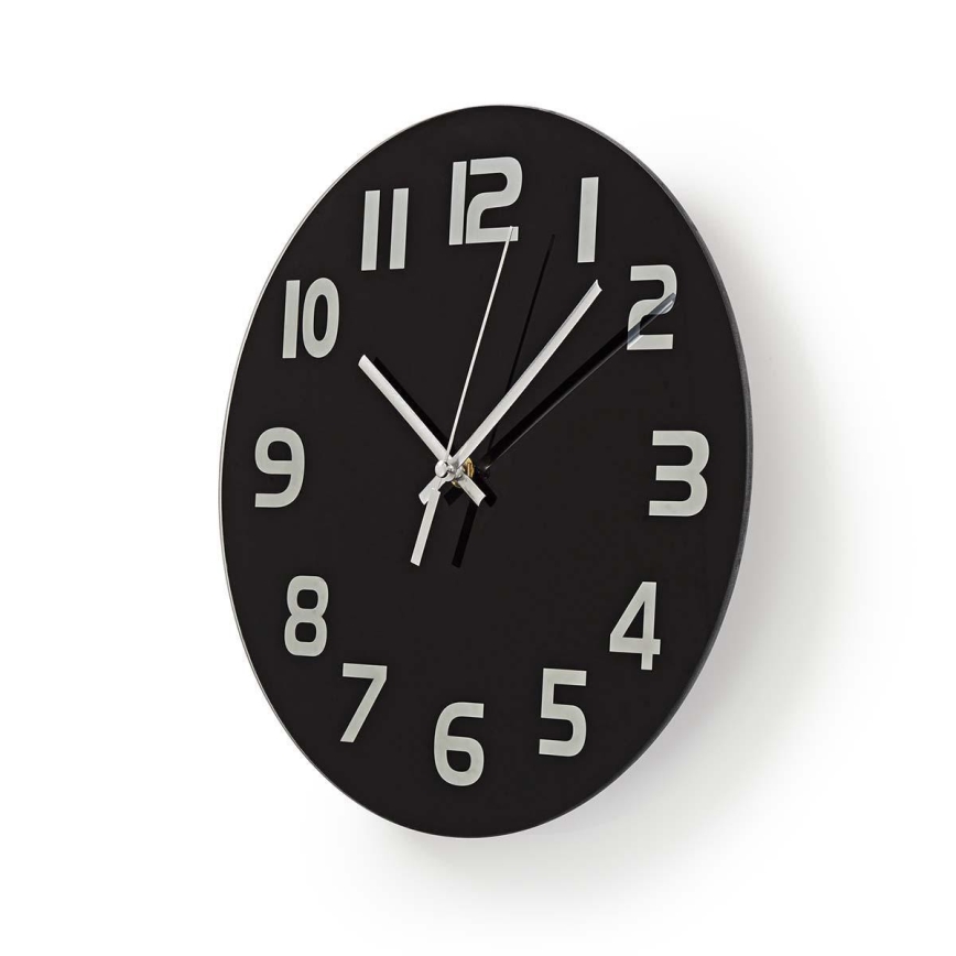 Wall clock 1xAA/1,5V glass 30 cm black