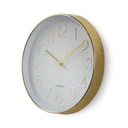 Wall clock 1xAA white/golden