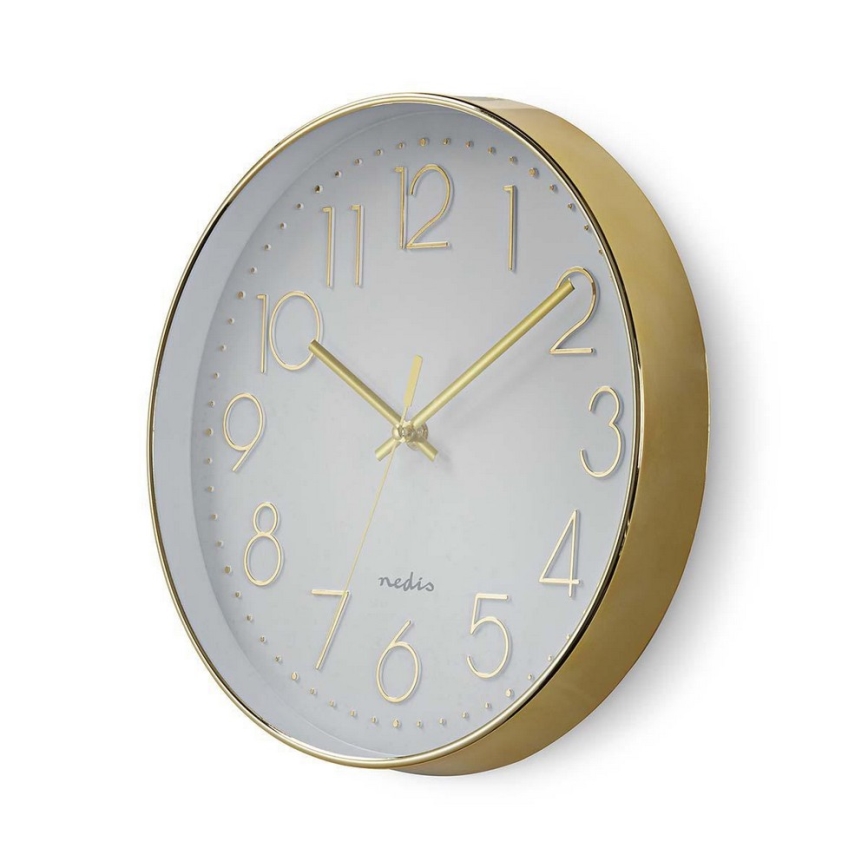 Wall clock 1xAA white/golden