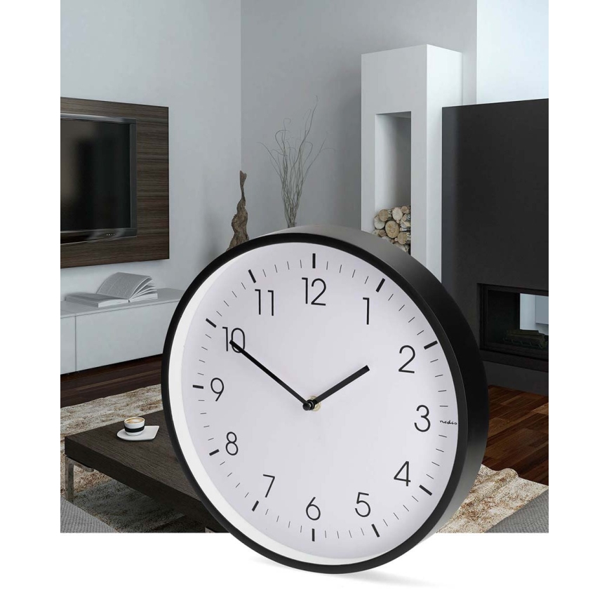 Wall clock Ø 30.8 cm, 1×AA battery, black