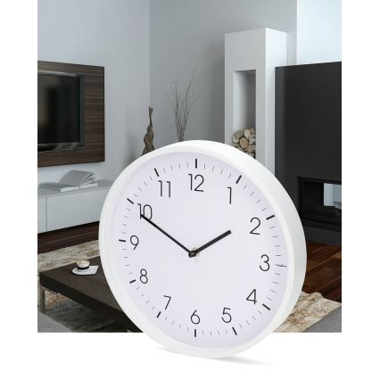 Wall clock, Ø 30.8 cm, 1×AA battery, white
