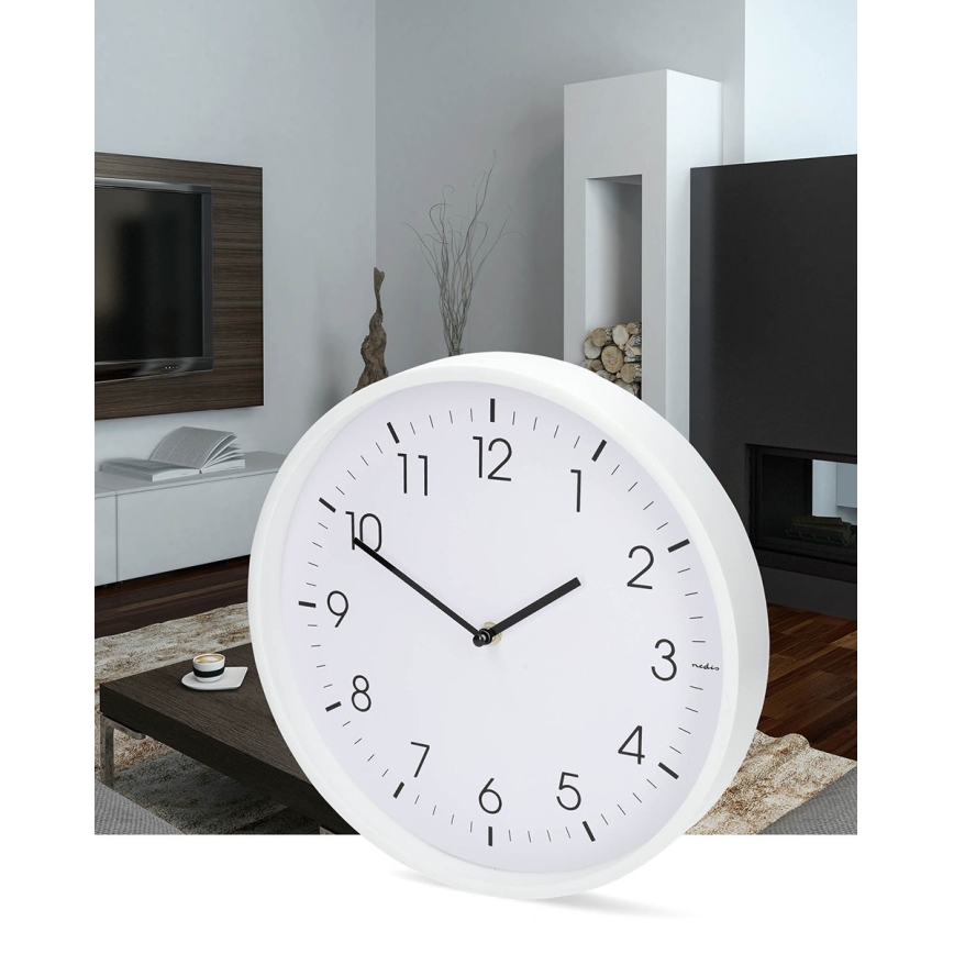Wall clock, Ø 30.8 cm, 1×AA battery, white