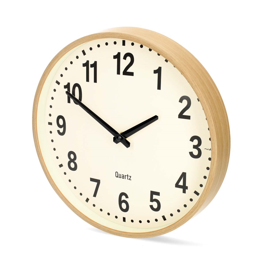 Wooden wall clock, Ø 30.8 cm, battery-powered (1×AA)