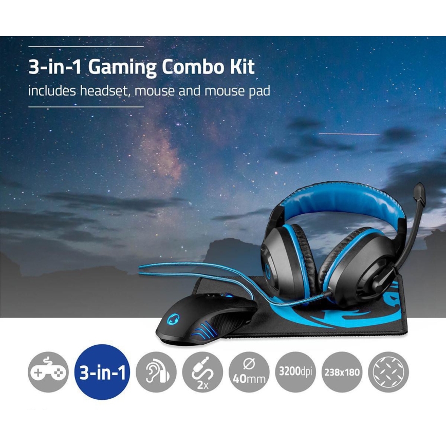 Gaming set 3in1 black/blue