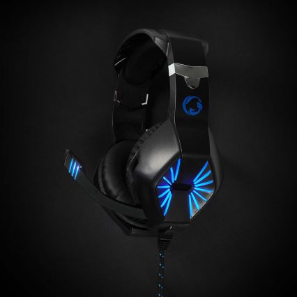LED Gaming headphones with a microphone black/blue