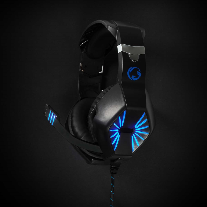 LED Gaming headphones with a microphone black/blue