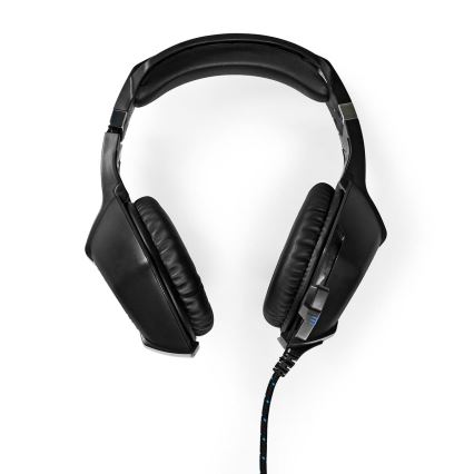 LED Gaming headphones with a microphone black/blue
