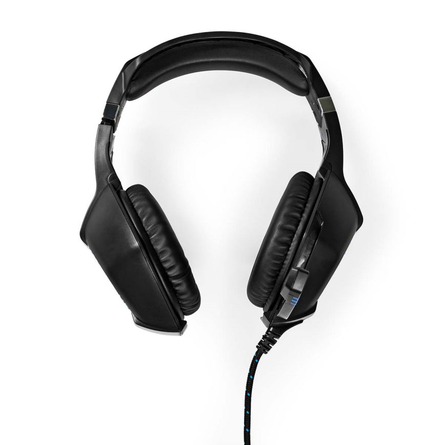 LED Gaming headphones with a microphone black/blue