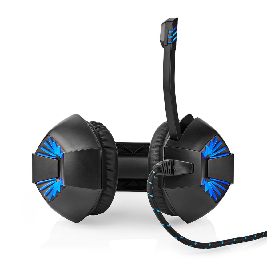 LED Gaming headphones with a microphone black/blue