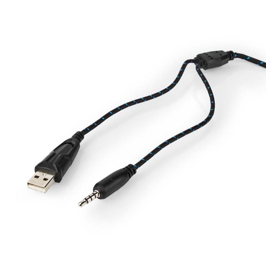 LED Gaming headphones with a microphone black/blue