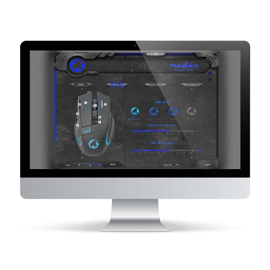 LED Gaming mouse 800/1600/2400/4000 DPI 8 buttons black