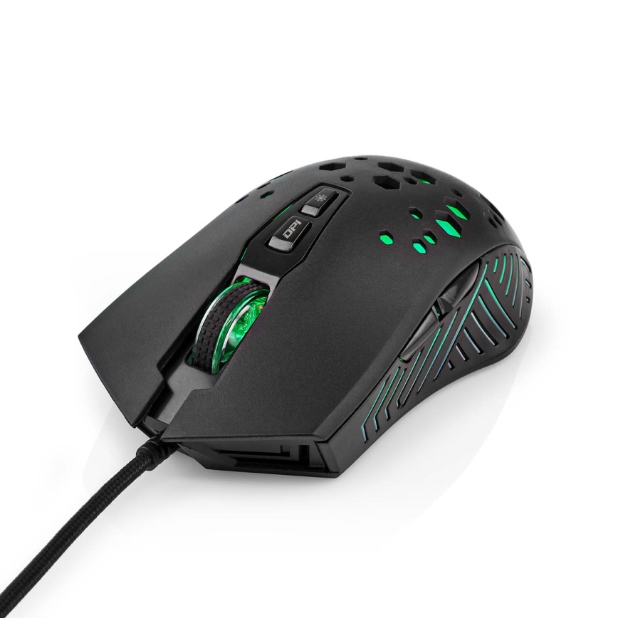LED Gaming mouse 800/1200/2400/3200/4800/7200 DPI 7 buttons black