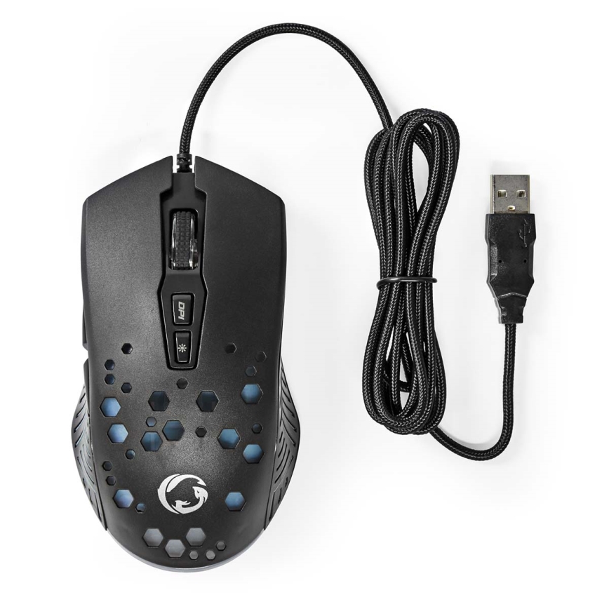 LED Gaming mouse 800/1200/2400/3200/4800/7200 DPI 7 buttons black
