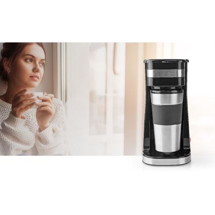 Coffee machine for one mug 0,4 l with travel mug
