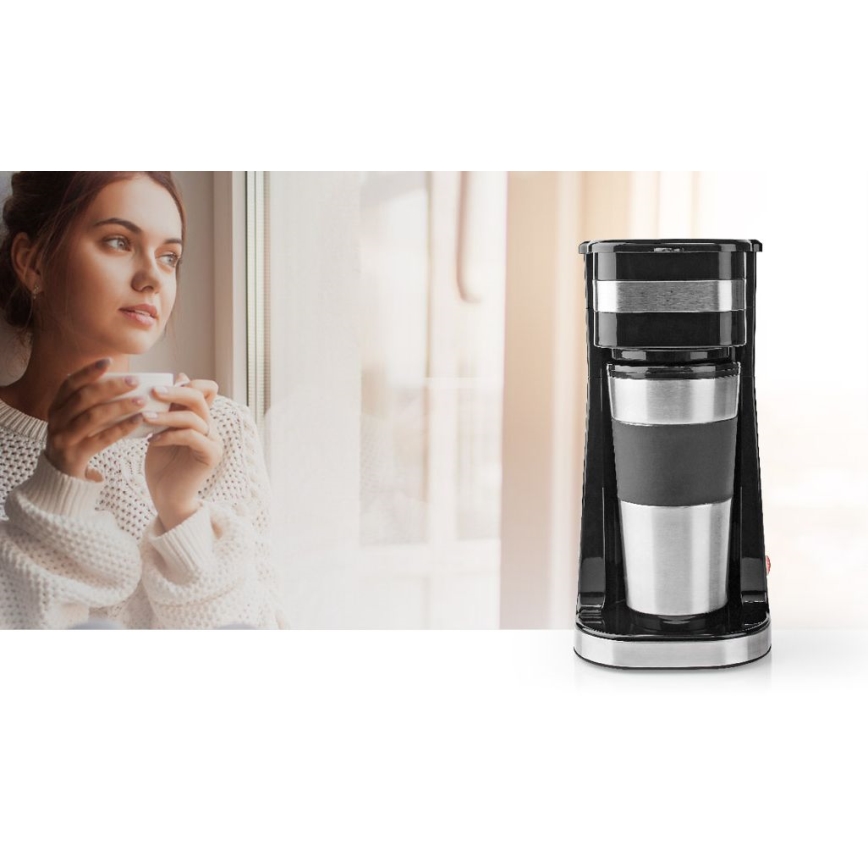 Coffee machine for one mug 0,4 l with travel mug
