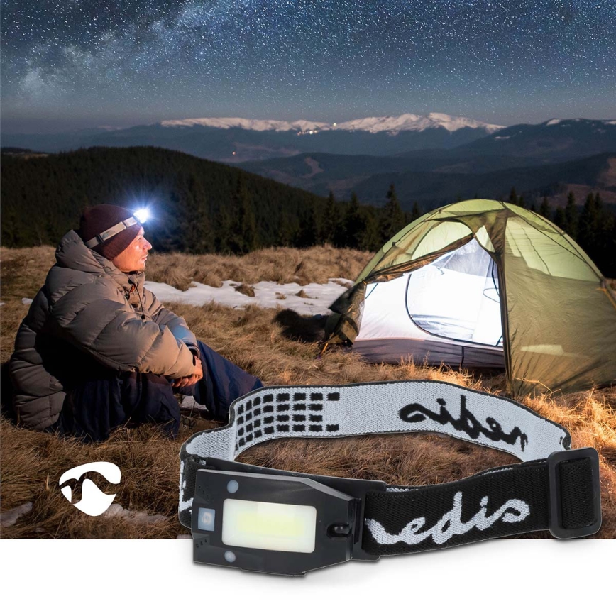 Dimmable Rechargeable LED Headlamp with Motion Sensor, 5V/500 mAh, IPX4 — Black