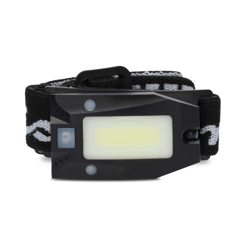 Dimmable Rechargeable LED Headlamp with Motion Sensor, 5V/500 mAh, IPX4 — Black