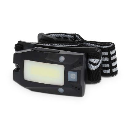 Dimmable Rechargeable LED Headlamp with Motion Sensor, 5V/500 mAh, IPX4 — Black