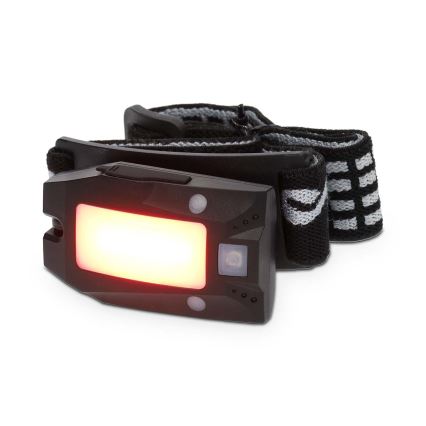 Dimmable Rechargeable LED Headlamp with Motion Sensor, 5V/500 mAh, IPX4 — Black